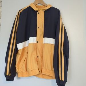 VTG Bill Blass Jacket Navy and Yellow Men's XL Windbreaker Gorpcore Streetwear